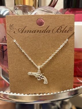 Silver Pistol Charm Necklace
